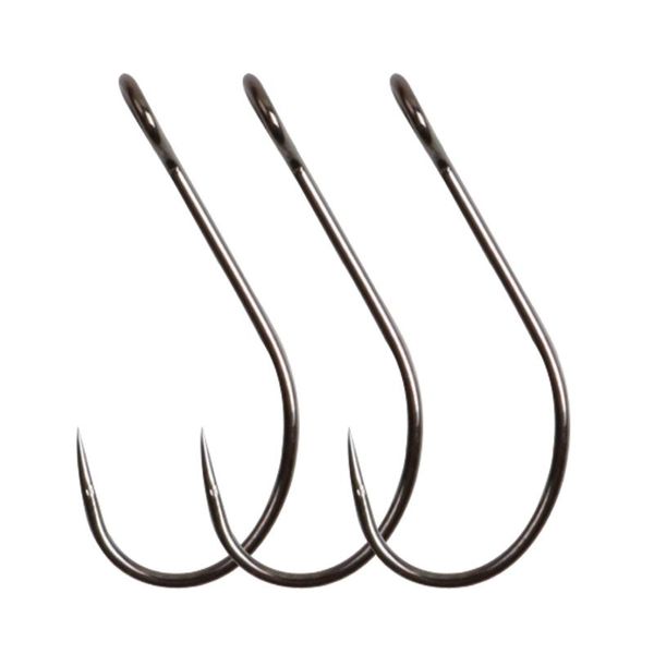 

fishing hooks lushazer 20pcs/lot big eyed horse mouth high carbon steel barbless single circle hook tackle