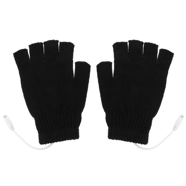 

ski gloves 1 pair usb heated mitten half finger warm knitting christmas gift