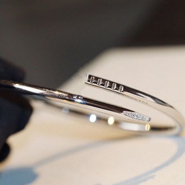 

fashion stainless steel gold nail bangle men and women jewelry couple engagement gift party bracelet lover, Black