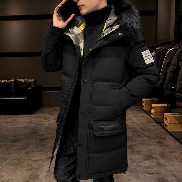 

men's down & parkas winter jacket fur warm thick cotton multi-pocket hooded casual fashion fleece coat windbreaker overcoat ykpf, Black