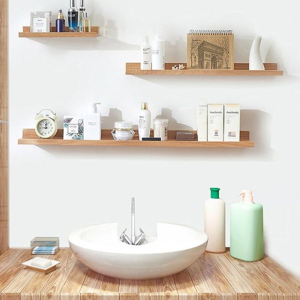 

hooks & rails bathroom rustic scaffold board bedroom floating shelf solid wood easy install home decor space saving wall mounted storage