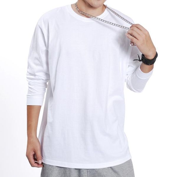 

men's t-shirts summer&autumn plus size -3xl 4xl men t shirt fashion casual slim elastic soft solid long sleeve shirts male fit tee, White;black