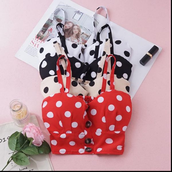 

tube women polka dot bra strappy bustier bralette tank female fashion sleeveless crop 2021 new summer, White