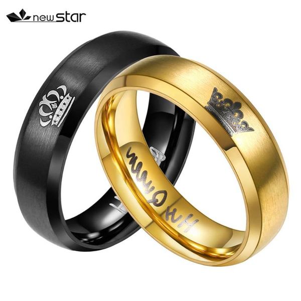 

wedding rings engagement her king and his queen crown couple jewelry for lovers stainless steel, Slivery;golden