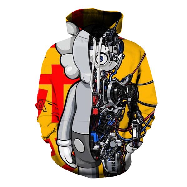 

bad robot pattern men is a 3d printed hoodie visual impact party punk goth round neck american sweater hoodie, Black