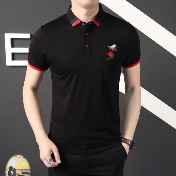 

2021 new mens clothing classic summer brand short sleeve polo shirt men casual regular cotton luxury designer homme solid slim polos gsv0, White;black