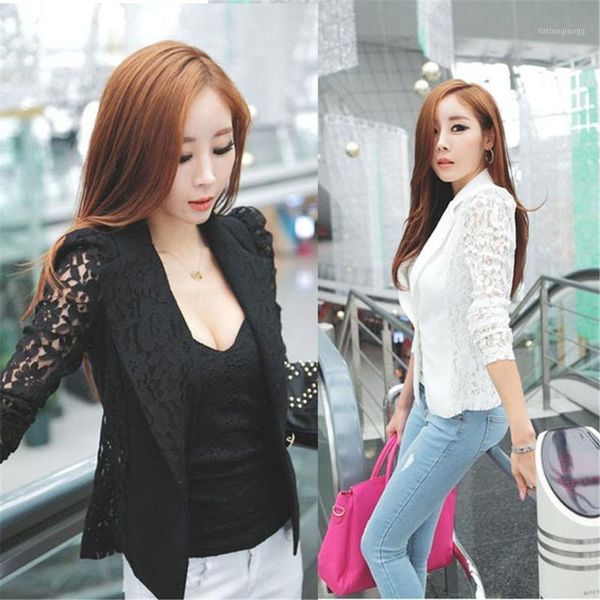 

women's jackets nice woemn autuam casual jacket outwear women long sleeve lace crochet short jacke small chaquetas mujer, Black;brown