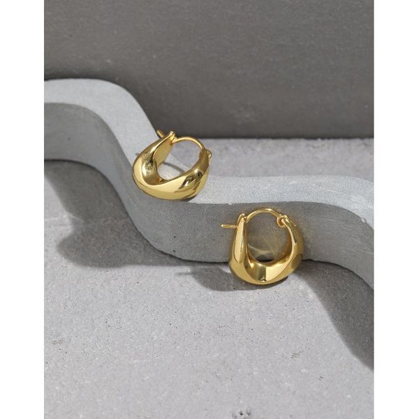 

hoop & huggie chozon light luxury ins niche simple irregular solid thick texture s925 sterling silver earrings ear buckle female, Golden;silver