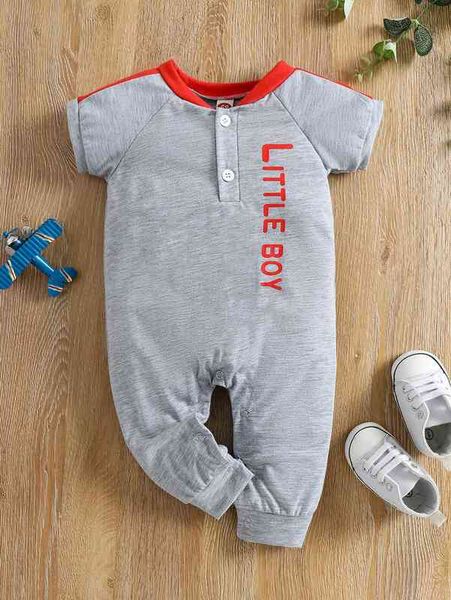 

baby letter graphic contrast trim raglan sleeve jumpsuit she, Blue