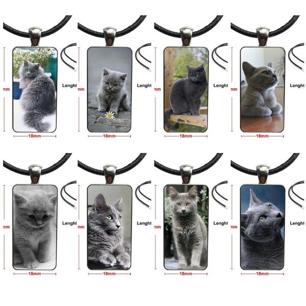 

pendant necklaces gray cat lovely animal brand steel color jewelry fashion statement necklace glass pendants for women party gift, Silver
