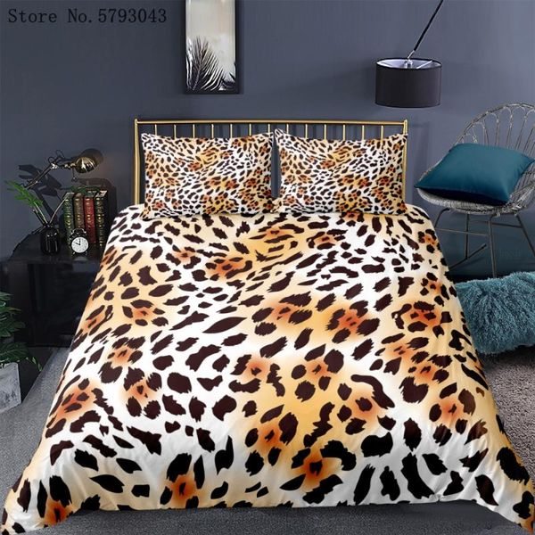 

bedding sets 2/3 pieces leopard pattern set 3d print tiger skin duvet cover for kids teen bed quilt home textile