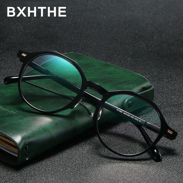 

fashion sunglasses frames 2021 round handmade acetate glasses frame men women prescription optics eye computer myopia spectacles, Black