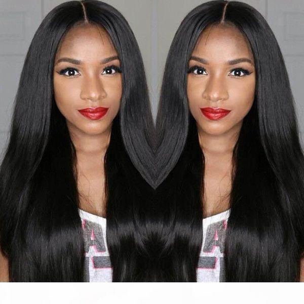

glueless silk full lace wigs with baby hair around human hair silky straight lace front wigs in stock, Black;brown