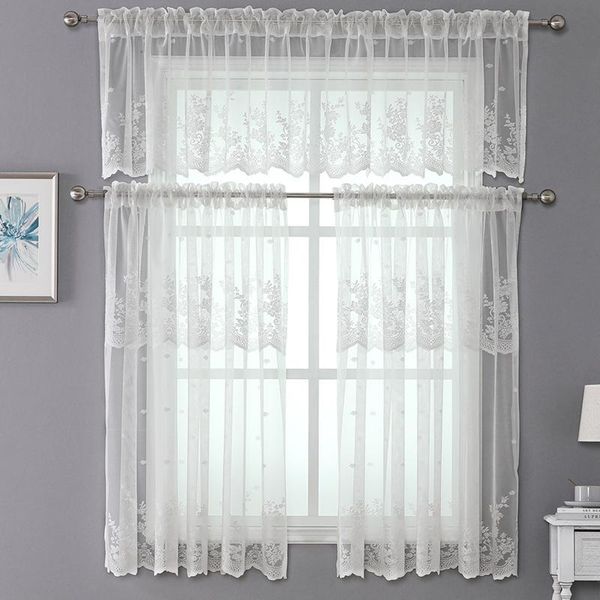 

curtain & drapes white lace sheer half for kitchen window cabinet roman short valance delicate wave bottom zh024z