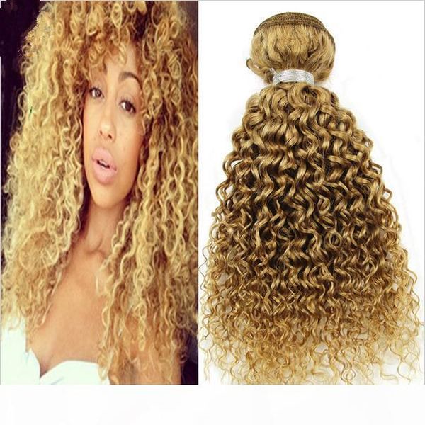

9a brazilian deep curly honey blonde human hair 3pcs lot #27 strawbery blonde brazilian virgin human hair deep curly weave bundles, Black