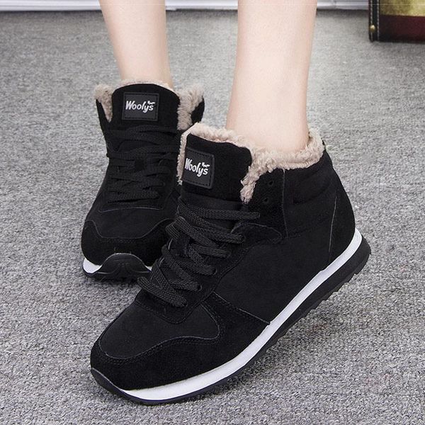 

boots women shoes 2021 winter black plus size woman ankle female footwear suede snow