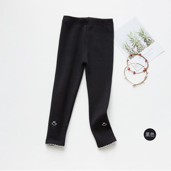 

2021spring and autumn children's leggings baby cotton casual pants toddler embroidered smiling face leggings toddler trousers, Blue