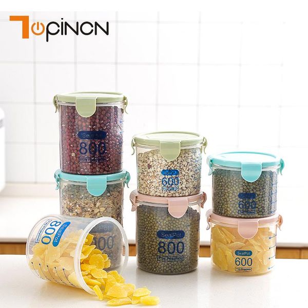 

storage boxes & bins 600/800/1000ml transparent plastic container with lid fridge organizer bottle jar kitchen tool