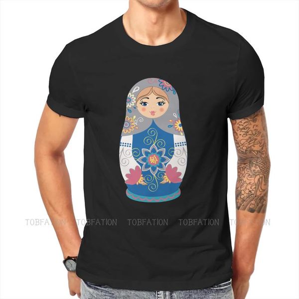 

men's t-shirts russia matryoshka art culture crewneck tshirts beauty print t shirt funny clothing size s-6xl, White;black
