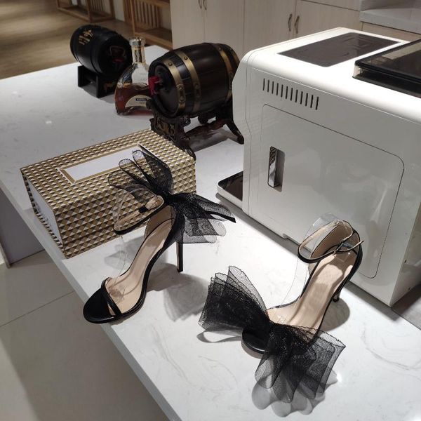 

sandals 2021 est summer woman genuine leather elegant wedding butterfly-knot stiletto heels, Black