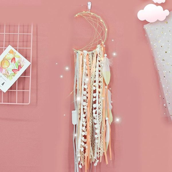 

decorative objects & figurines dream catcher handmade feather moon star catchers wall hanging decor kids gift