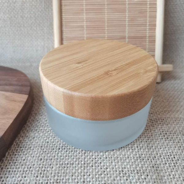 

storage bottles & jars empty cosmetic containers dropper bottle skin care packaging makeup cream frosted glass jar with bamboo lid cap