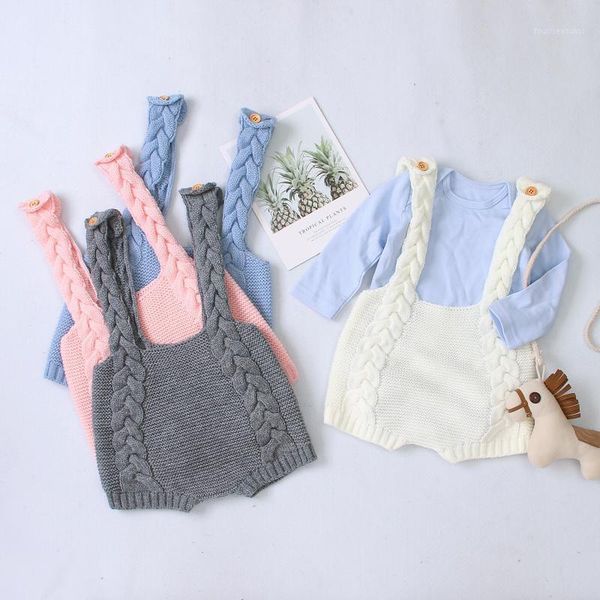 

jumpsuits born baby knitted suspender pants overalls cute solid color sleeveless toddler infant short jumpsuit for spring autumn1, Blue