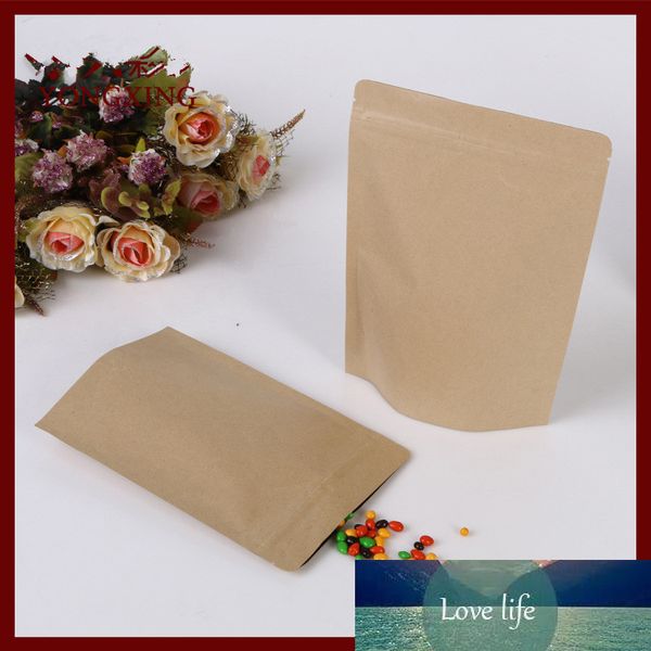 13 * 18.5 + 4 30pcs Brown auto kraft papel sacos de pé para presentes doces