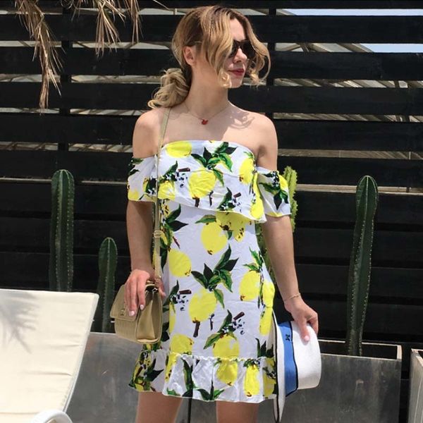 

2021 new summer casual print short women boho backless slash neck ruffles elegant beach holiday party es nbwm, Black;gray