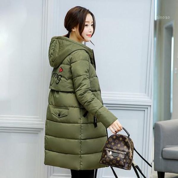 

women's down & parkas women winter jackets long padded cotton coats slim female printting hood outwear plus size casaco inverno lx1161, Black