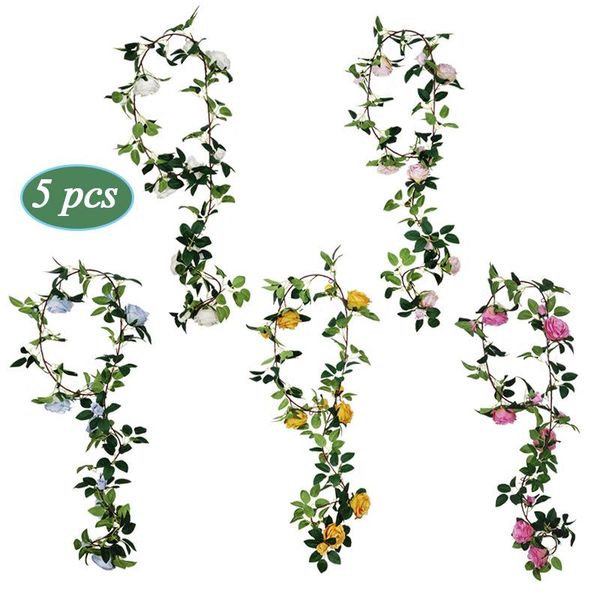 

decorative flowers & wreaths 5 pcs fake plant strip rose hydrangea 1.85m vine garland colorful flower for wedding arch decoration party hang