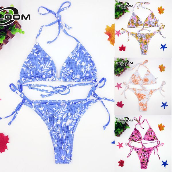 

tied string bikini set pleated swimwear women high cut swimsuit female two piece bathing suits triangle biquini beach wear, White;black