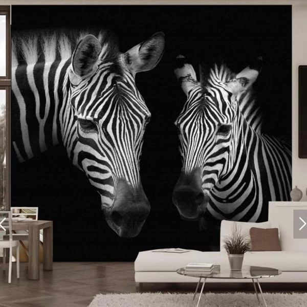 

wallpapers 3d vintage black white zebra animal po wallpaper for living room tv background printed mural wall decor fashion murals custom