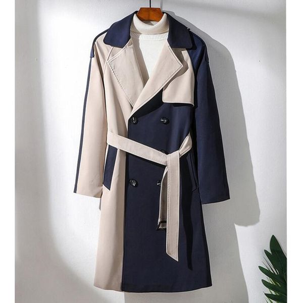 

men's hoodies & sweatshirts trench men turn down collar outono duplo breasted estilo francÃªs chique moda all-match primavera outerwear, Black