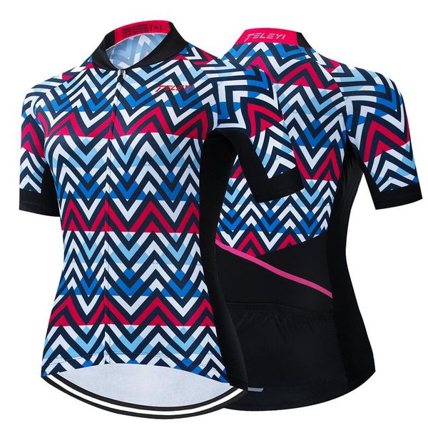 

women cycling jersey short sleeves road cycling clothing summer breathable maillot mtb bike shirt female cycle clothig, Black;red