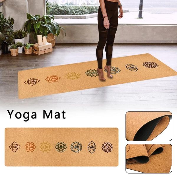 

yoga mats 183*68cm natural rubber mat cork blanket 5mm anti-slip gym pilates sports