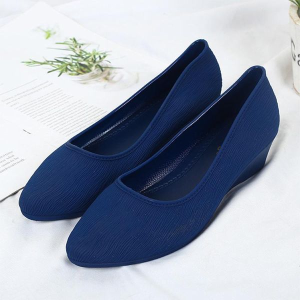 

dress shoes women jelly summer casual pumps female wedge sandals ladies slip on woman candy color pointed toe 2021 comfort, Black