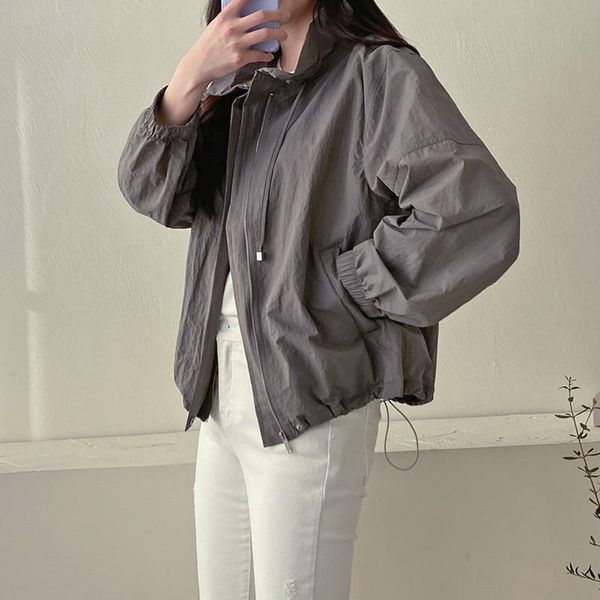 

women's trench coats rope loose frock coat female solid color w030, Tan;black
