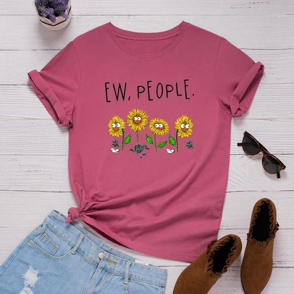 

women's t-shirt harajuku shirt funny sunflower print t cotton graphic tee o neck casual short sleeve clothing mujer camisetas, White