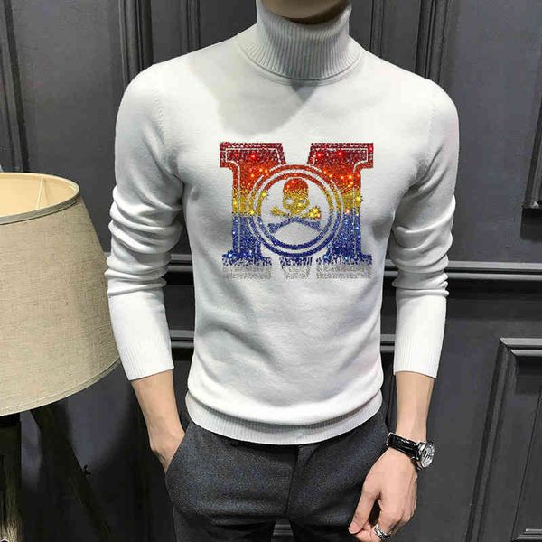 

men's hoodies & sweatshirts winter men's turtleneck fashion puncture shirt design card standard pullover's sweater hsbi, Black