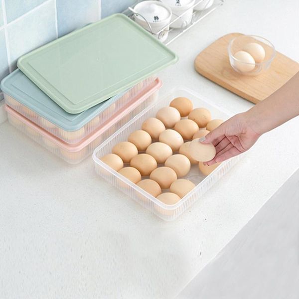 

storage bottles & jars kitchen egg box refrigerator 24 grids organizer plastic transparent dumpling container case multifunctional