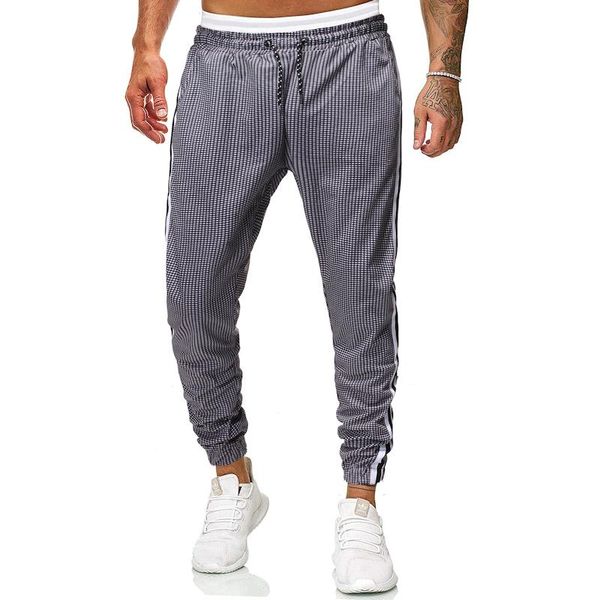 

casual pants men sport trousers printing plaid pants streetwear loose stripe sweatpants men hip hop joggers mens harem, Black