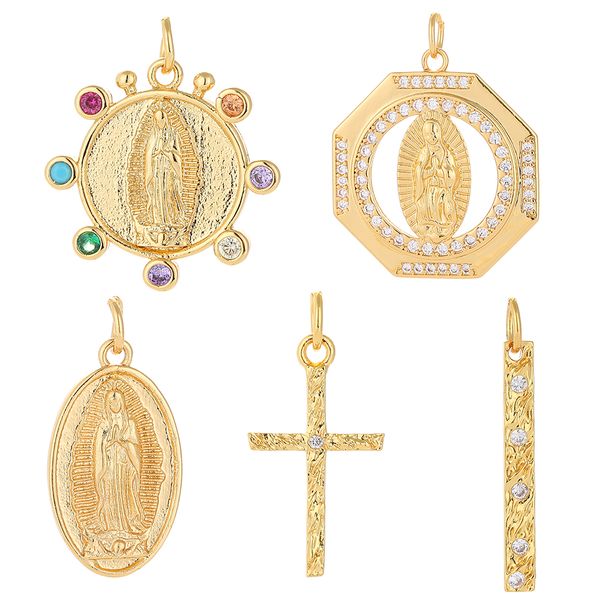 

cross charms for jewelry making supplies gold our lady charm pendant diy design charms for earrings necklace bracelet copper cz, Blue;slivery