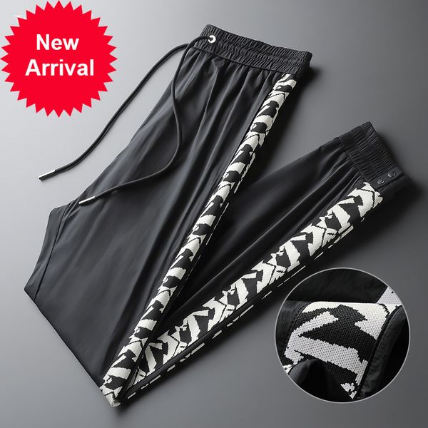 

2021 black spring jogger pants men with cordon sports track fashion list lateral designer joggers pantalon tape 4xl yzt2