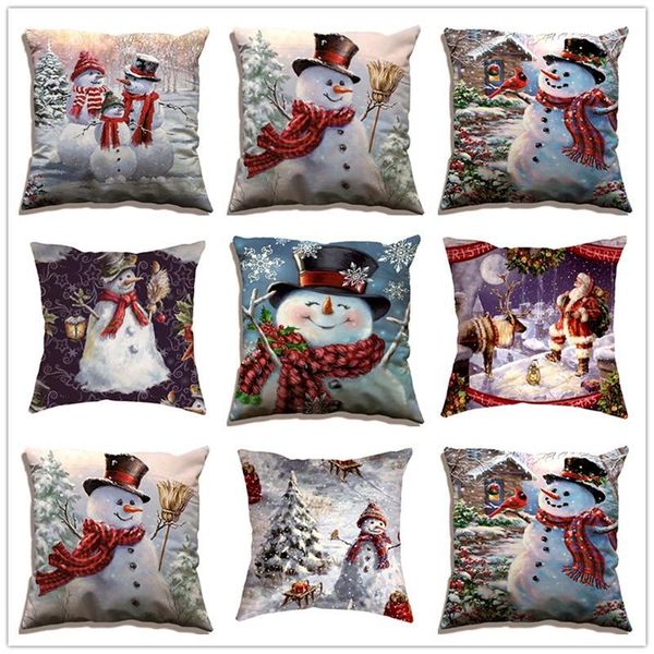 

pillow case 1pc christmas snowman santa home bedroom sofa decorative cushion cover