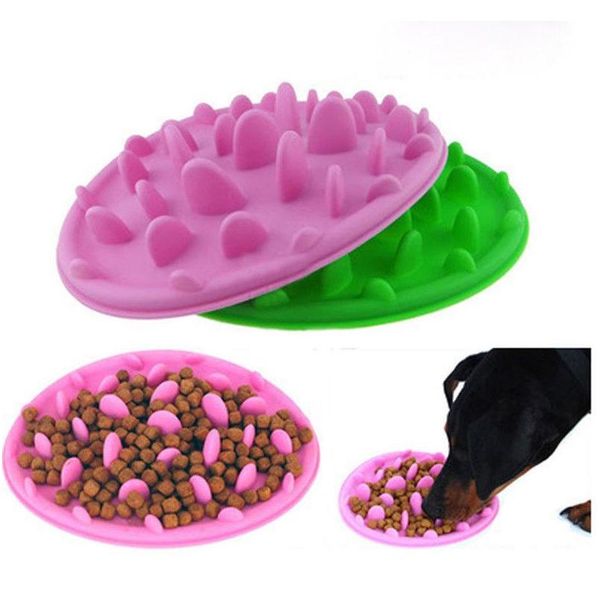 

3 colors pet dog puppy sile slow eating bowl anti choking food water dish cartoon slow eating feeding b jllnqi outbag2007