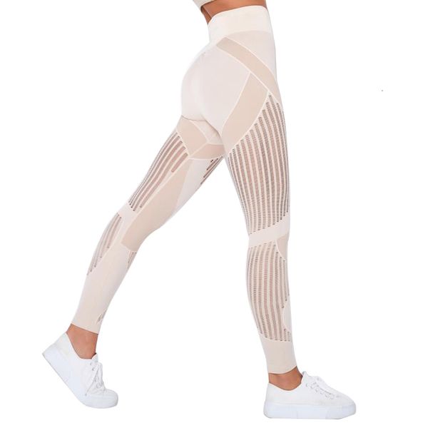 

women anti cellulite seamless leggings waist push up pants mesh knit tights y31h, Black