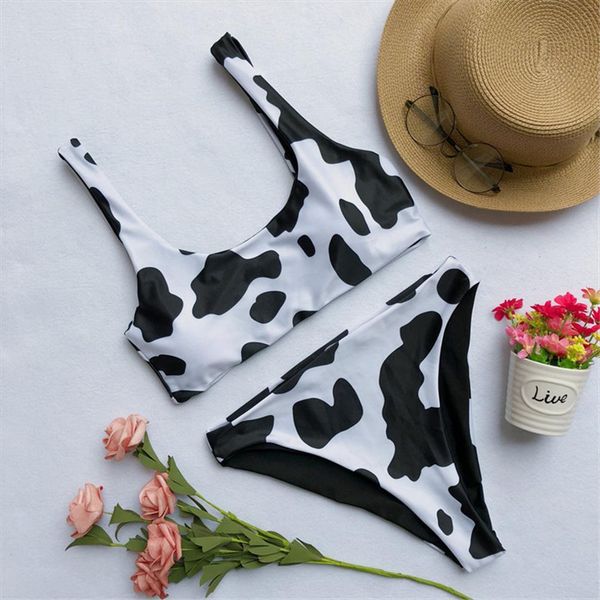 

beach biquini female cow women swimsuits print bikini sport blue white and black plaid swimsuit may bathing suit, White;black