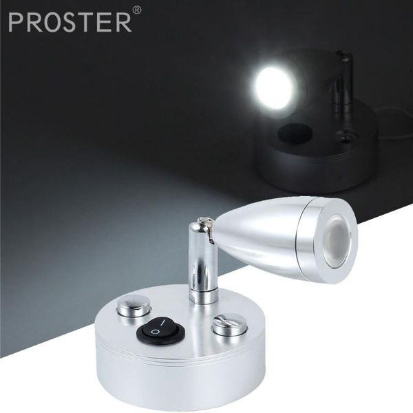 

bulbs proster modern stainless 12v 3w led wall light with switch 100 lumens restroom bathroom bedroom reading decoration lamp