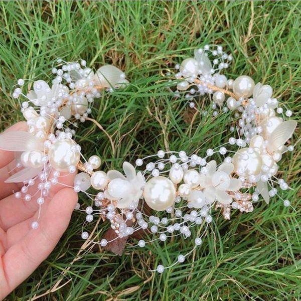 

hair clips & barrettes elegant girls bridal headband imitated pearl headdress flower wreath bride garland head hoop wedding headbands jewelr, Golden;silver